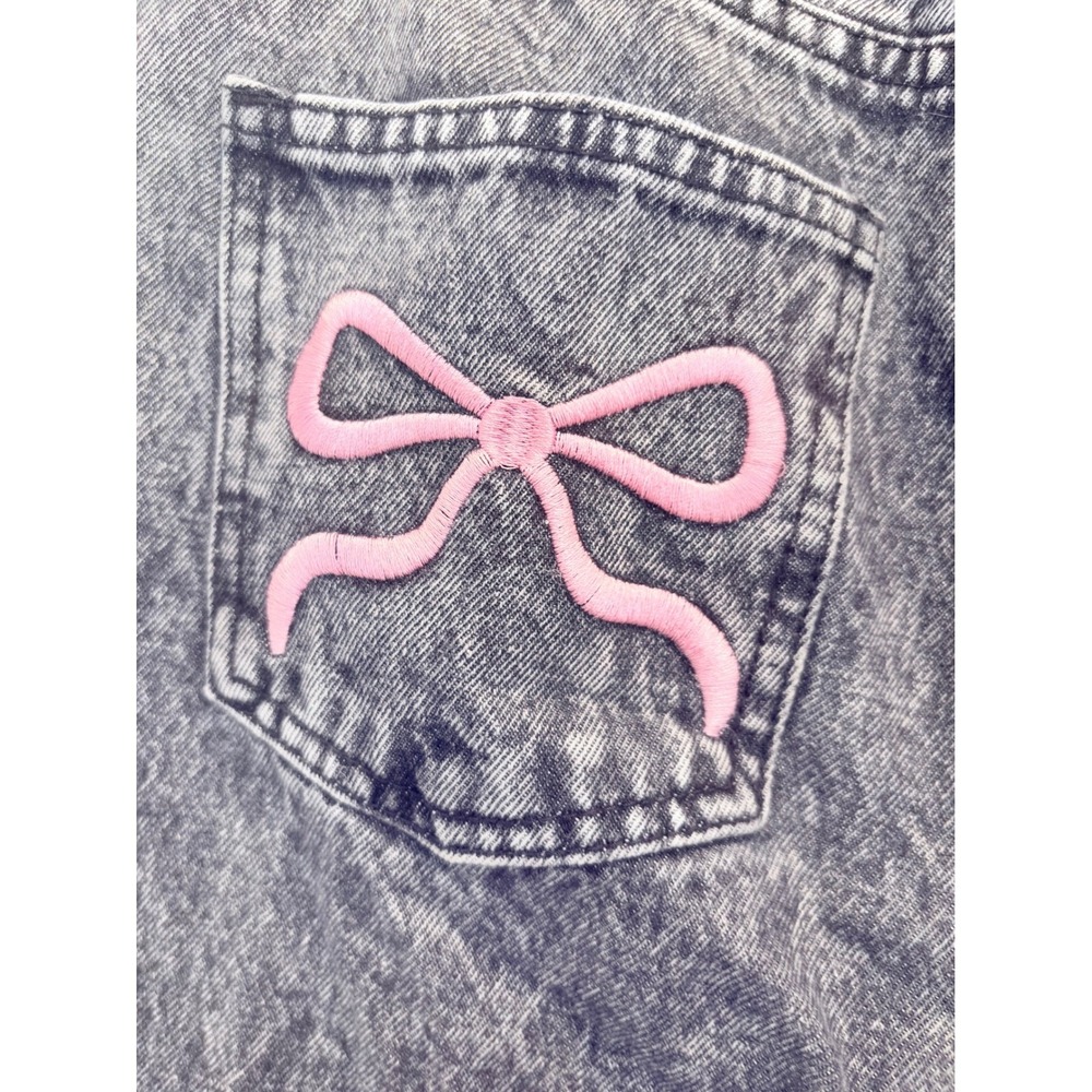 Disclosure Coquette Jeans Women 1/25 Grey Acid Wash Bow Embroidery Grunge 90s